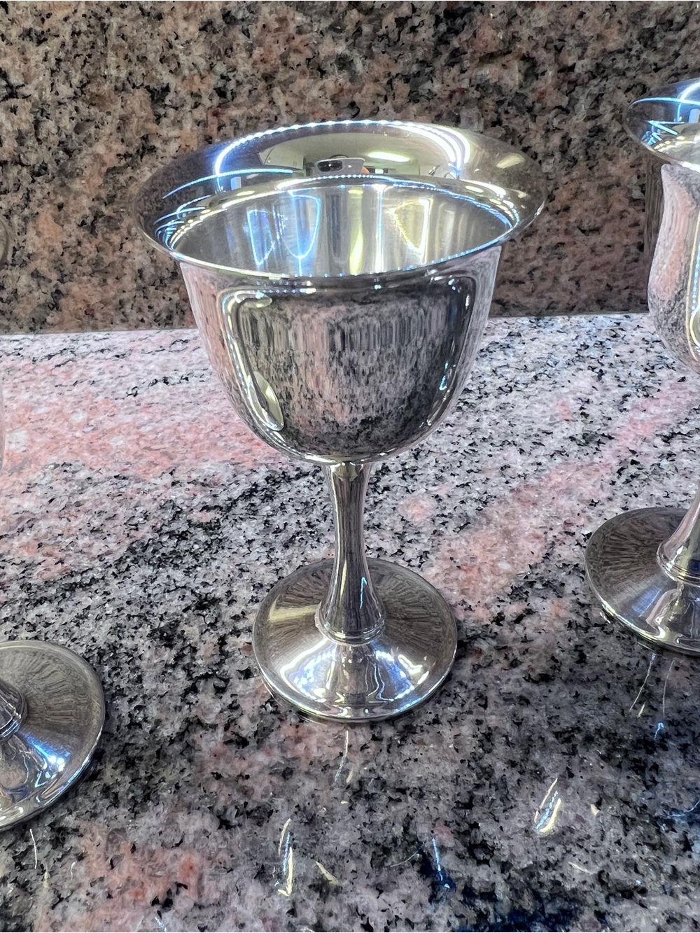 Set 6 , Vintage Silver-plate Sherry Goblets by VALERO, Spain